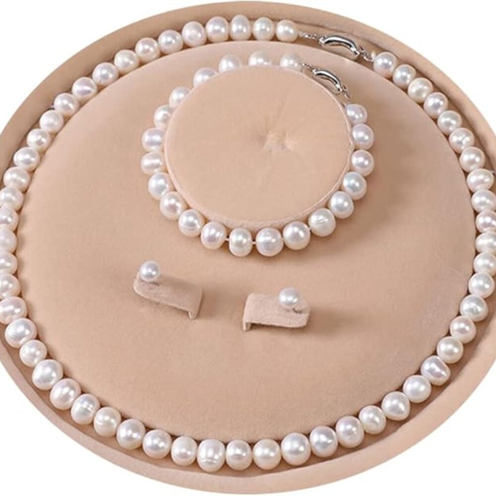 Freshwater Cultured Pearl Necklace Set Includes Stunning Bracelet & Stud Earring
